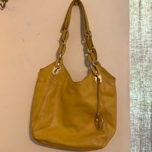 Michael Kors yellow leather snap-closure medium shoulder bag